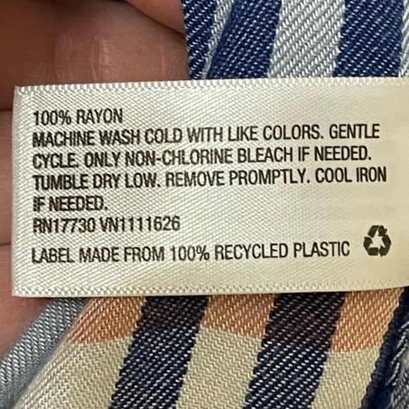 Maternity plaid blue/pink/white 1/4 button placket rayon tunic collar pastel XL - Picture 4 of 4